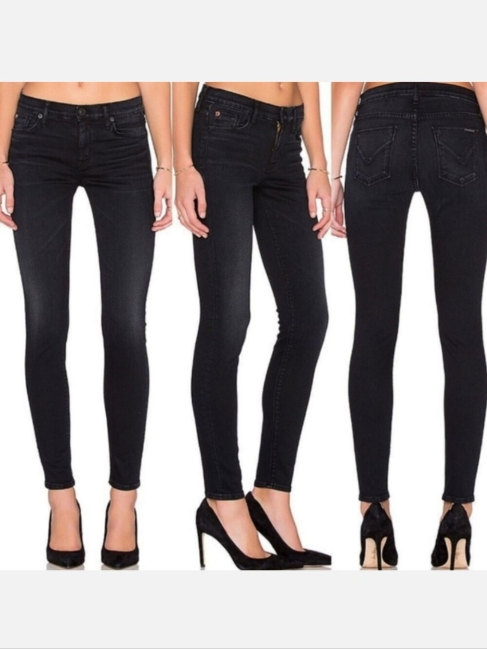 Hudson Nico Super Skinny Mid Rise Jeans Black Womens Size 26 Denim